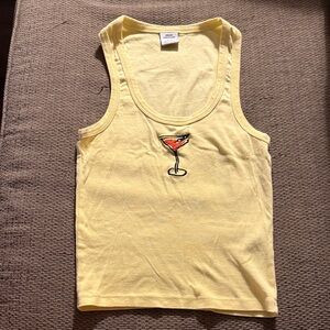 Urban Outfitters Yellow Tank Top with Cocktail Design